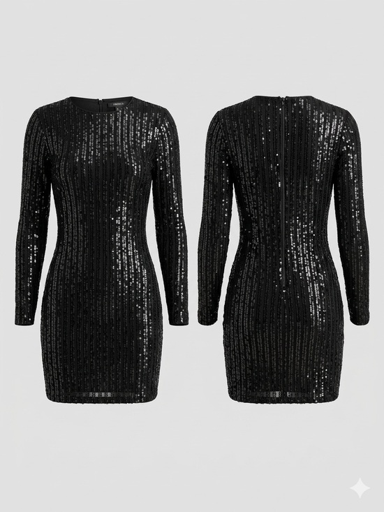 Forever 21 Dresses & Skirts - Forever 21 Black Sequin Long-Sleeve Mini Dress
